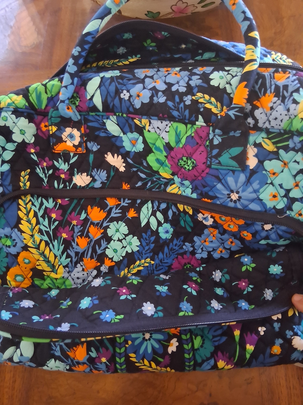 Vera Bradley Navy Multicolor Quilted Floral Travel Tote - Picture 7 of 8